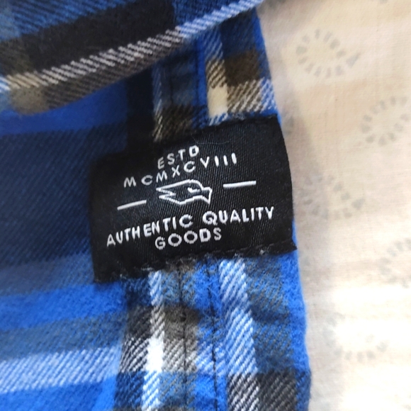 Tony Hawk Boys Med Blue Plaid Button Flannel Shirt - Picture 3 of 5